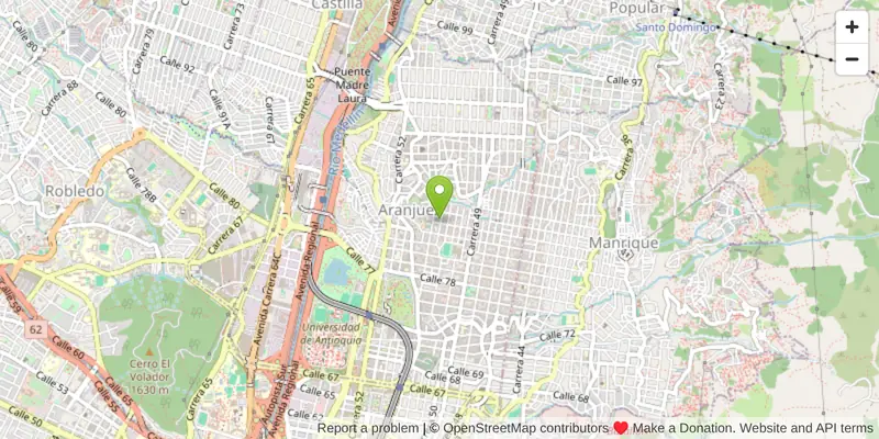 Mapa de Medellín con el taller marcado en Calle 83 #50BB-32